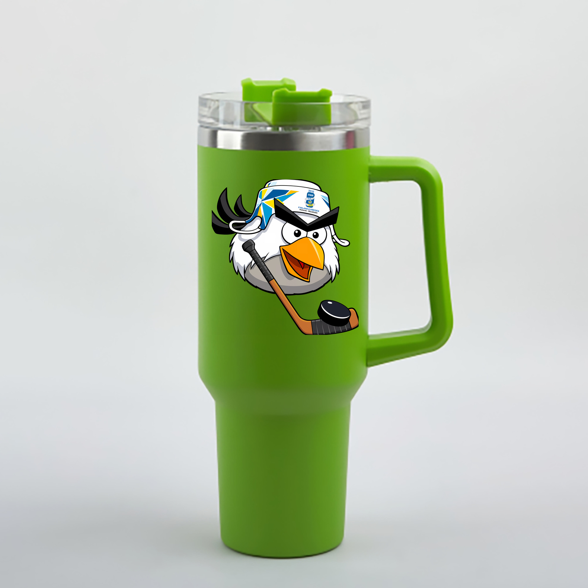 （画像用） Angry Birds アングリーバード 1200mL車用タンブラー - クリスタルステッカー（プラスチックストロー付き）